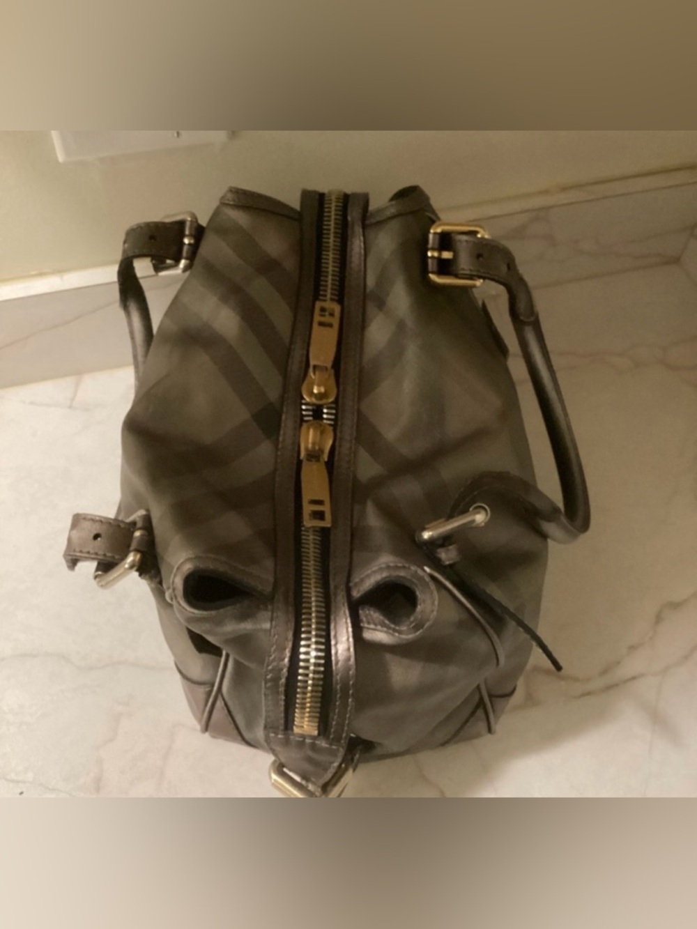 Burberry Nova Check Silver Leather Tote Bag, NFS - Picture 7 of 11